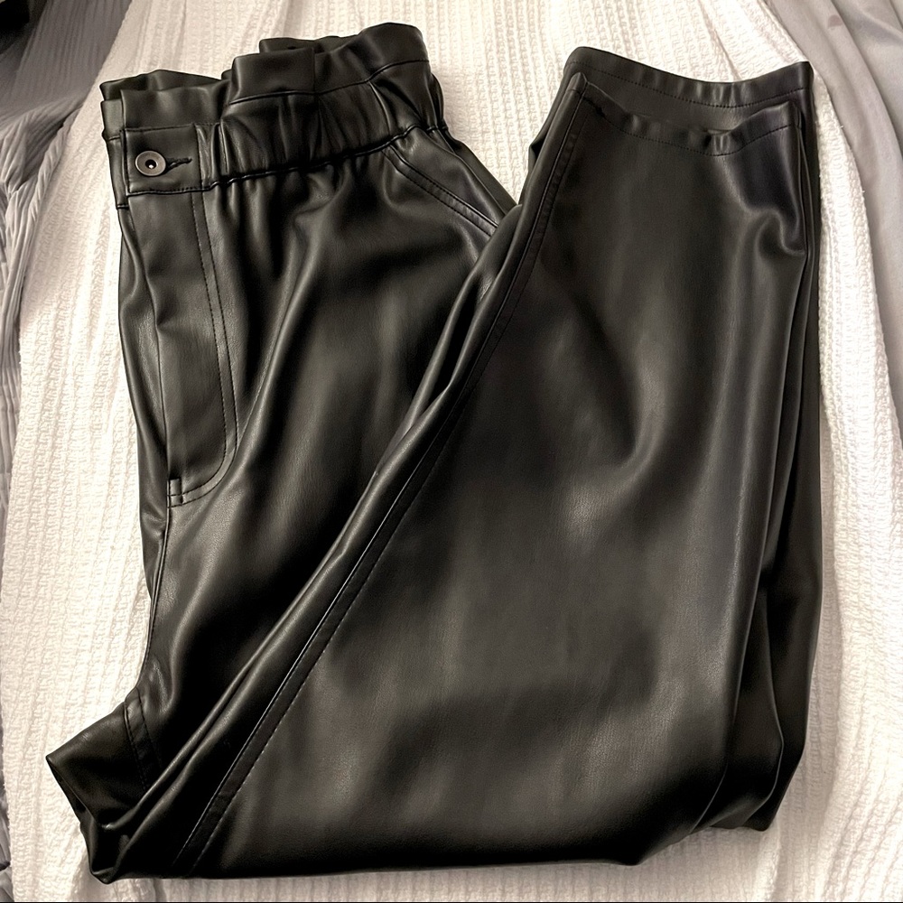 Zara Paperbag Faux Leather Pants
